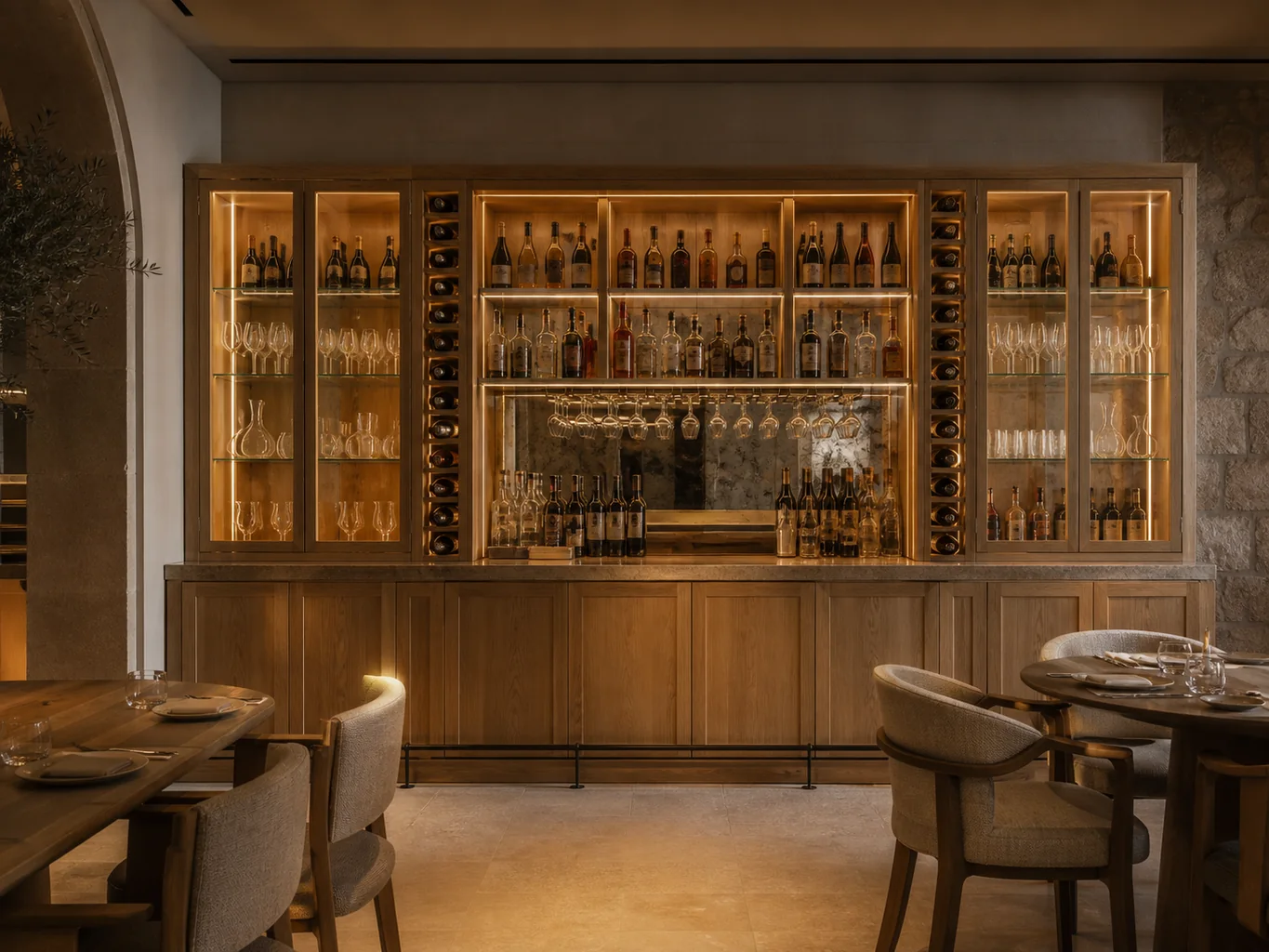 Detalle orientativo de materiales para muebles a medida para restaurantes